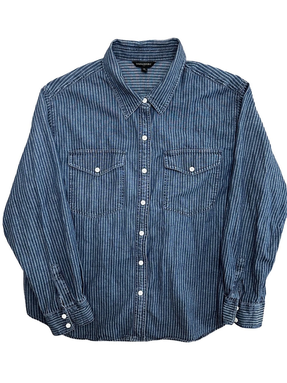 Banana Republic Indigo Stripe Button-Down Workshirt